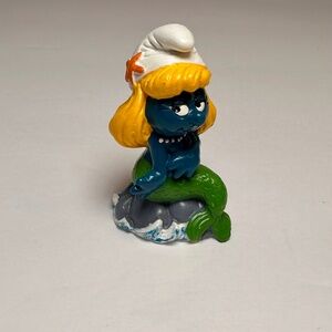 Vintage Mermaid Smurfette Figurine 1981 Schleich Peyo Made in Hong Kong Smurfs